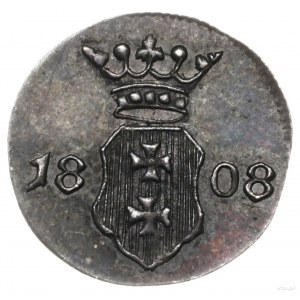 szeląg 1808, Gdańsk; odbitka w czystym srebrze; AKS 2, ...