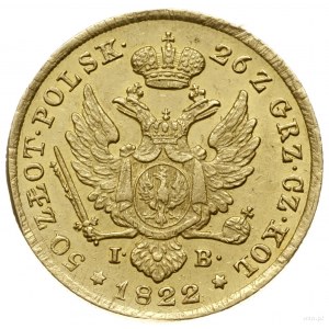 50 złotych 1822, Warszawa; Aw: Głowa cara w prawo i nap...