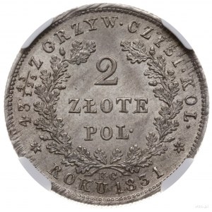 2 złote 1831, Warszawa; odmiana z kropką po POL i Pogon...