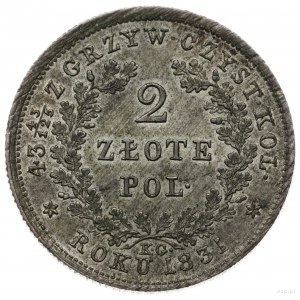 2 złote 1831, Warszawa; odmiana z kropką po POL i Pogon...