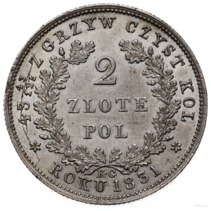 2 złote 1831, Warszawa; odmiana napisu na awersie ZLOTE...