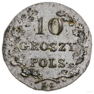 10 groszy 1831, Warszawa; łapy Orła zgięte, nad wiązani...