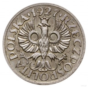 1 grosz 1927, Warszawa; jak moneta obiegowa, ale w sreb...
