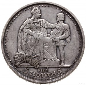 5 złotych 1925, Warszawa; Konstytucja; Aw: Orzeł i w ot...