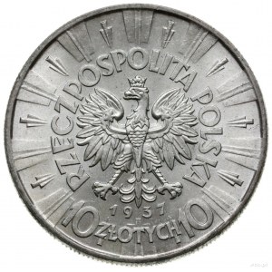 10 złotych 1937, Warszawa; Józef Piłsudski; Parchimowic...