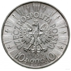 10 złotych 1938, Warszawa; Józef Piłsudski; Parchimowic...