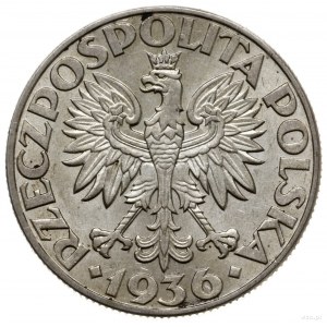 5 złotych 1936, Warszawa; Żaglowiec; Parchimowicz 119; ...