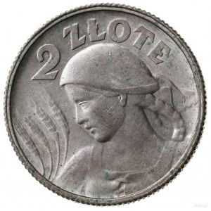 2 złote 1924, Paryż; popiersie kobiety z kłosami, odmia...