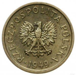 10 groszy 1949, Warszawa; nominał 10, wklęsły napis PRÓ...