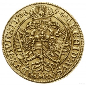 dukat 1694 MMW, Wrocław; Aw: Popiersie cesarza w prawo ...