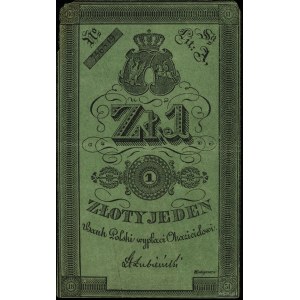 1 złoty 1831, podpis H. Łubieński, cienki zielony papie...