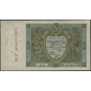 20 złotych 1.03.1926, seria V, numeracja 0245678, czerw...