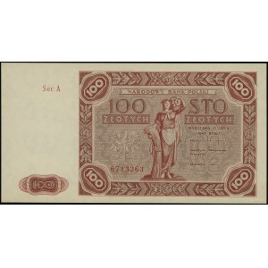 100 złotych 15.07.1947, seria A, numeracja 6713263; Luc...