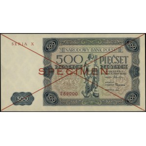 500 złotych 15.07.1947, seria X 789000, czerwone dwukro...
