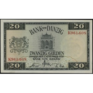 20 guldenów 1.11.1937; seria K, numeracja 961608; Miłcz...