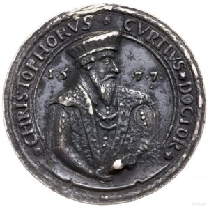 Christopher Curtius - žagaňský lekár, medaila z roku 1577; A...