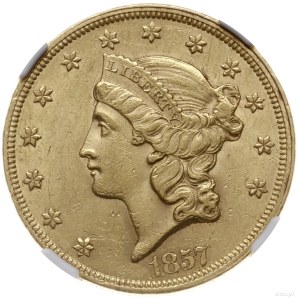 20 dolarów 1857, Filadelfia; typ Liberty Head, bez mott...