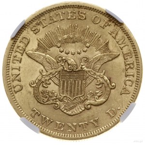 20 dolarów 1857, Filadelfia; typ Liberty Head, bez mott...