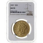 20 dolarów 1857, Filadelfia; typ Liberty Head, bez mott...
