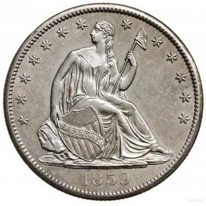50 centów 1859 S, San Francisco; typ Seated Liberty; dr...