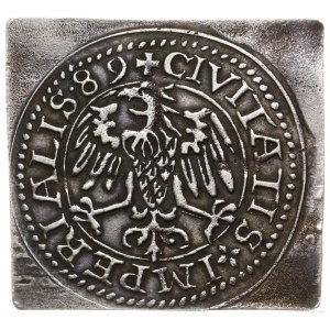 klipa szeląga miejskiego 1589, Zürich; Aw: W centralnej...