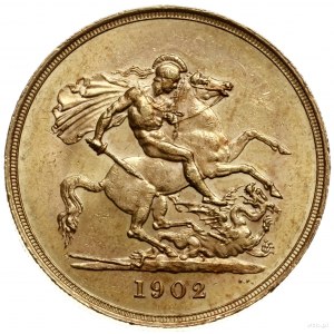 5 funtów 1902, Londyn; Fr. 398, KM 807, Seaby 3965; zło...
