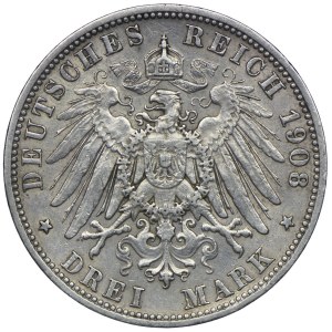 Niemcy, Wirtembergia, Wilhelm II, 3 marki 1903 F, Stuttgart