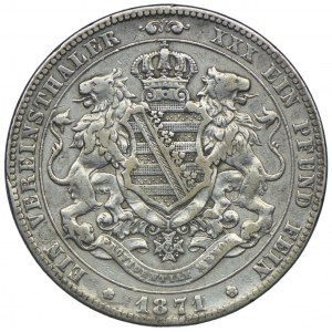 Germany, Saxony, John V, thaler (vereinstaler) 1871 B, Dresden