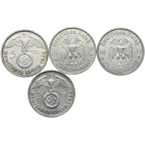 Niemcy, III Rzesza, 5 marek 1934-1938 (4 sztuki)