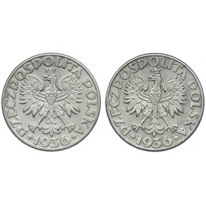 Satz II RP, 2 Zloty 1936, Segelschiff (2 Stück)