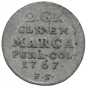 Stanisław August Poniatowski, 2 grosze srebrne (półzłotek) 1767 FS, Warszawa