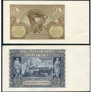 10 zloty 1940 - Ser. H -, 20 gold 1940 - L - (2 pieces).