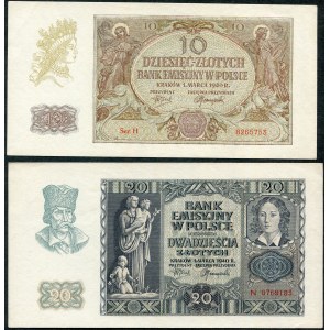 10 Zloty 1940 - Ser. H -, 20 Gold 1940 - N - (2 Stk.)