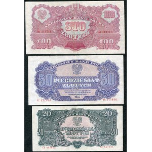 Set of banknotes, 20-100 zloty 1944 (3 pieces).