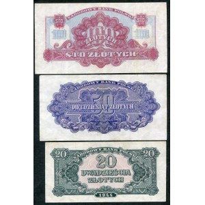 Set of banknotes, 20-100 zloty 1944 (3 pieces).