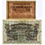 Kaunas, 1/2 mark 1918 - C -, 5 marks 1918 - D - (2 pieces).
