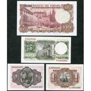 Spanien, Satz Banknoten 1-5 Pesetas 1951-70 (4 Stck.)