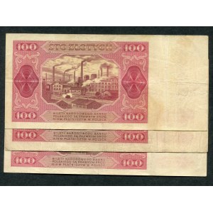 100 gold 1948 - GU, FY, GA - unframed (3 pieces).