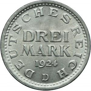 Germany, Weimar, 3 marks 1924 D, Munich