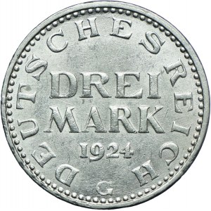 Niemcy, Weimar, 3 marki 1924 G, Karlsruhe