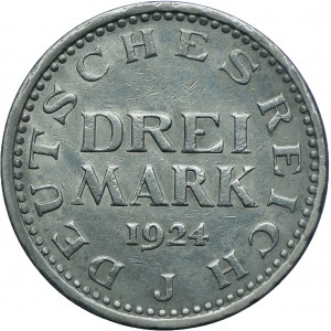 Niemcy, Weimar, 3 marki 1924 J, Hamburg