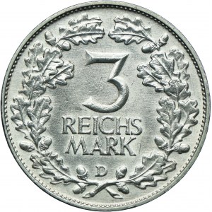 Niemcy, Weimar, 3 marki 1925 D, Monachium