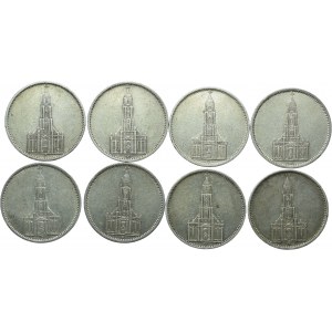 Germany, Third Reich, 5 marks 1934-1935 Church (8 pieces)