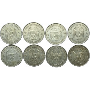 Germany, Third Reich, 5 marks 1934-1935 Church (8 pieces)