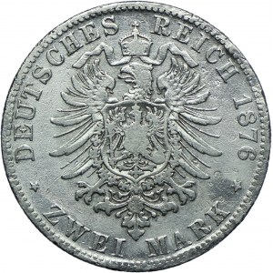 Niemcy, Bawaria, Ludwik II, 2 marki 1876 D, Monachium