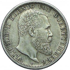 Niemcy, Wirtembergia, Wilhelm II, 2 marki 1907 F, Stuttgart