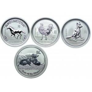 Australia, 50 centów 2002-2008, 1/2oz. Ag 999 ( 4 sztuki)