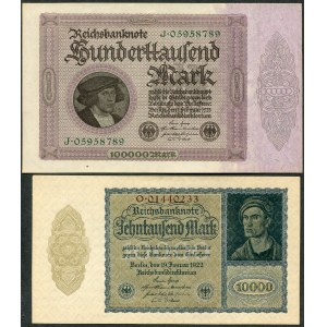 10.000 marek 1922 - O - 100.000 marek 1923 - J -