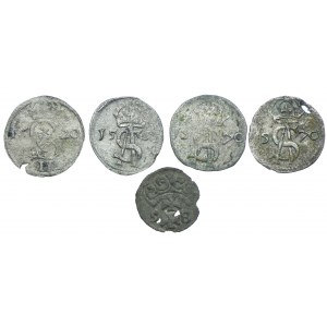 Set of two-denarii, denarius, Sigismund III Vasa, Sigismund II Augustus (5pcs).