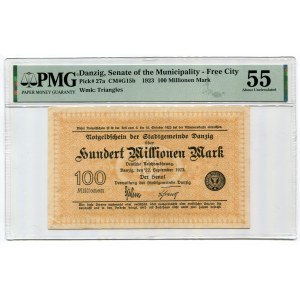 Gdańsk, 100 milionów marek 1923, znw. trójkąty PMG 55